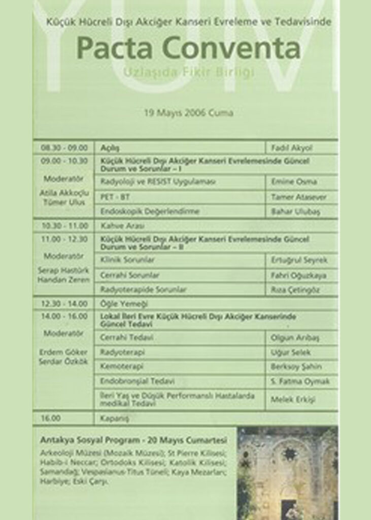 Sempozyum Antakya - Akciğer Kanseri Evreleme ve Tedavisinde Pacta Convecta